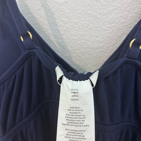 Trina Turk Deco Stripe Navy Scarf Modal Stretch Swimsuit Cover Up Short Dress S - Picture 8 of 8